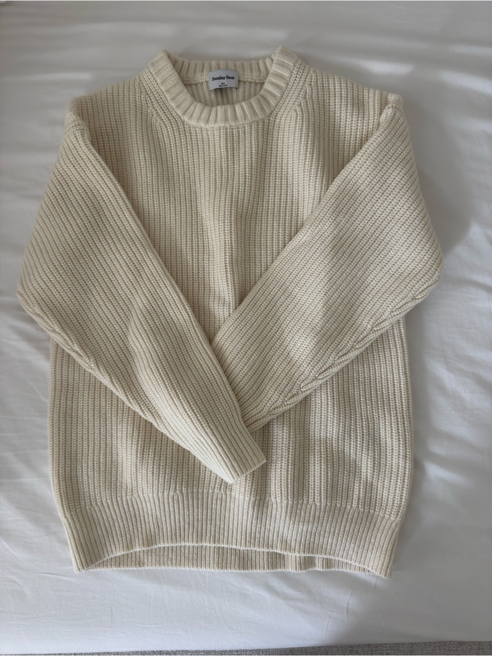 Sunday Best Off-White Ribbed Crewneck Sweater